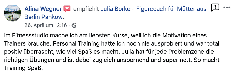 Kundenbewertung Personal Trainerin Berlin Pankow Mütter Kundenbewertung Personal Trainerin Berlin Pankow Mütter